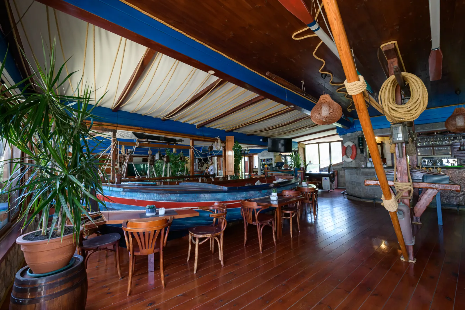 An old boat turned into the tavern bar