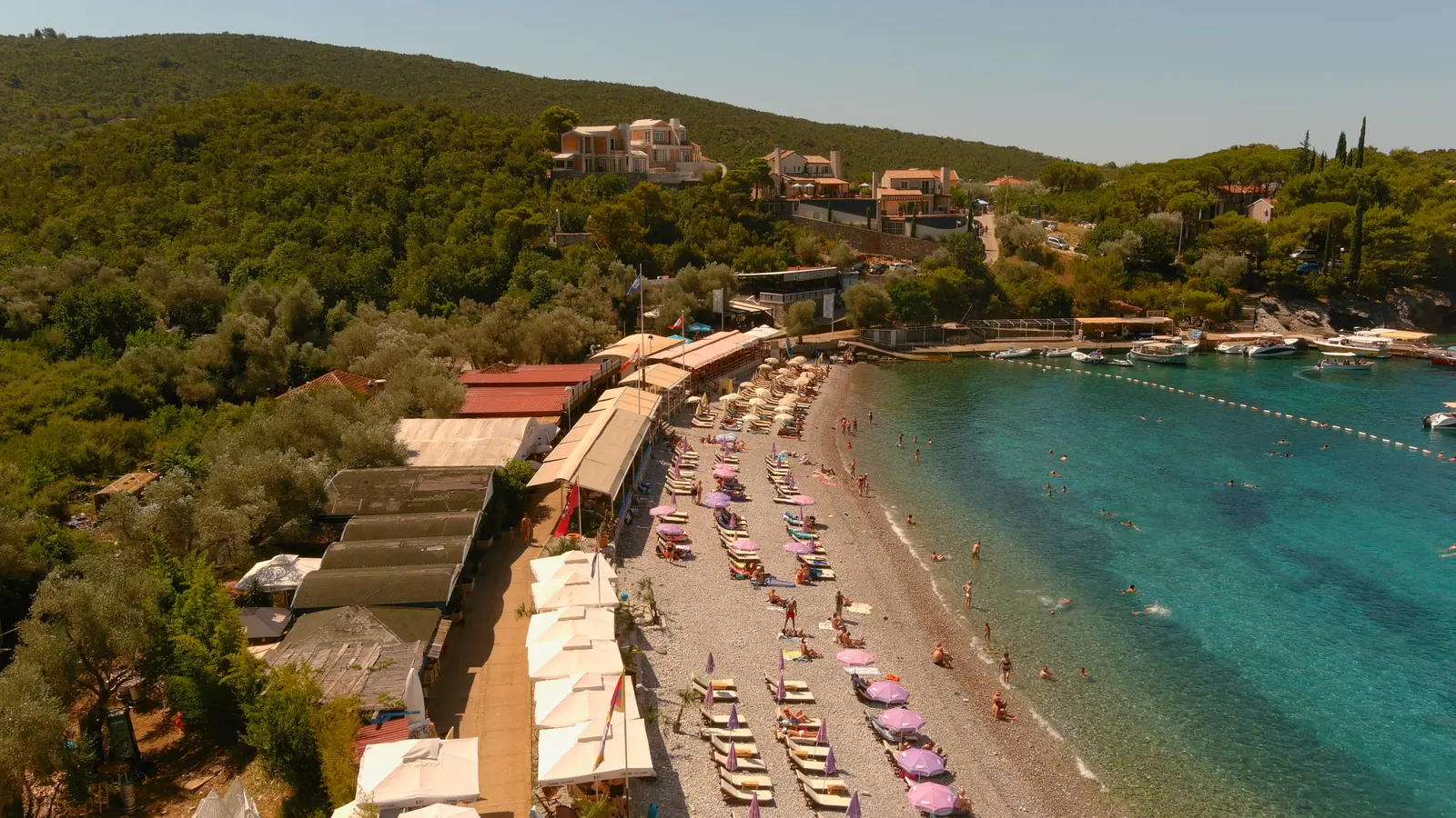 Umbrellas and sunbeds on Žanjice beach