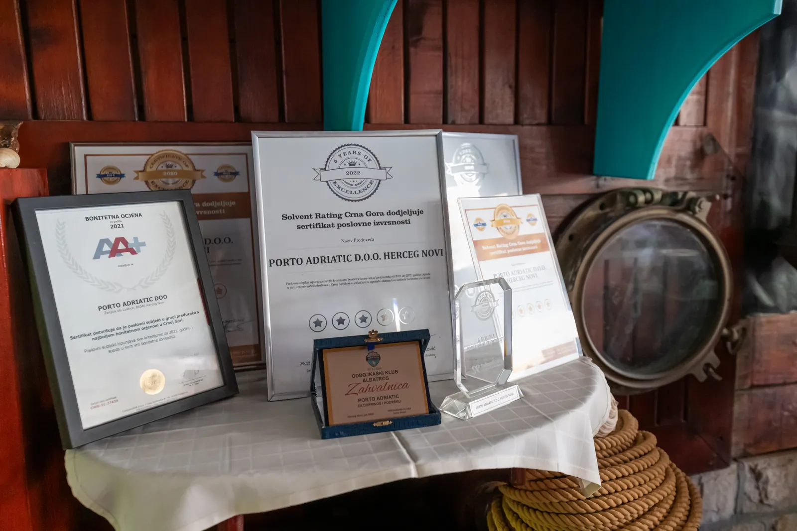 Awards and certificates of Porto Adriatic restaurant